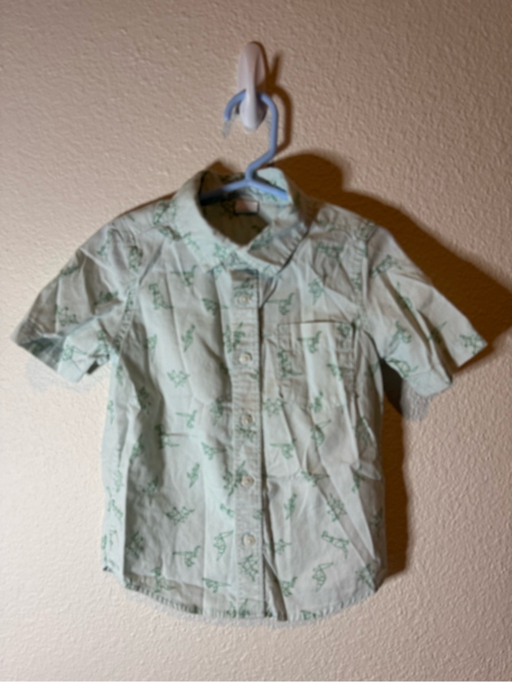 Light Green Boys' Short Sleeve Button-Up Shirt
